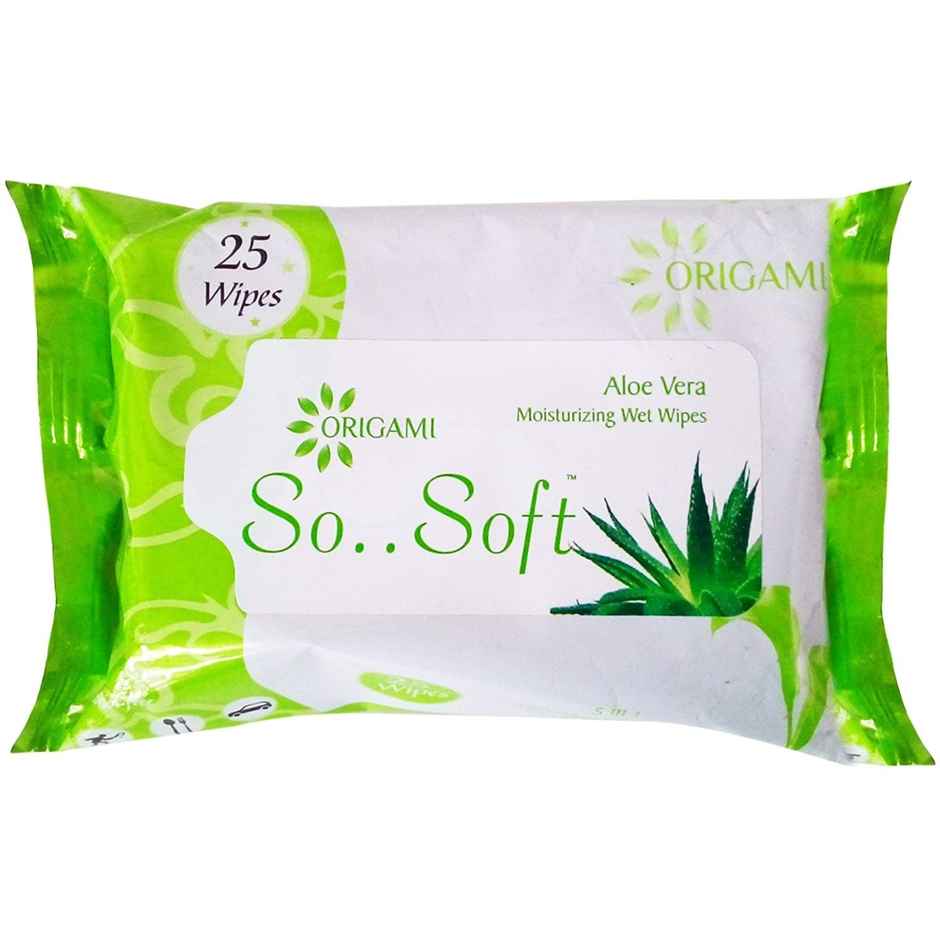 Origami Refreshing Wet Wipes, Moist Care, Mild Scent & Antibacterial Formula - Aloe Vera 25 Pulls