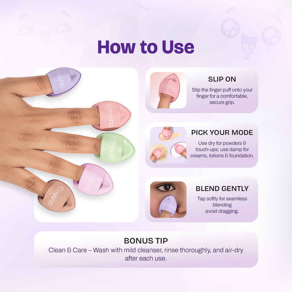 MARS Finger Fits Mini Makeup Puffs for Multipurpose Makeup