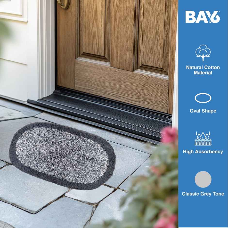 BAY6 Bae Oval Cotton Doormat Set | 40 x 60 cm - Grey