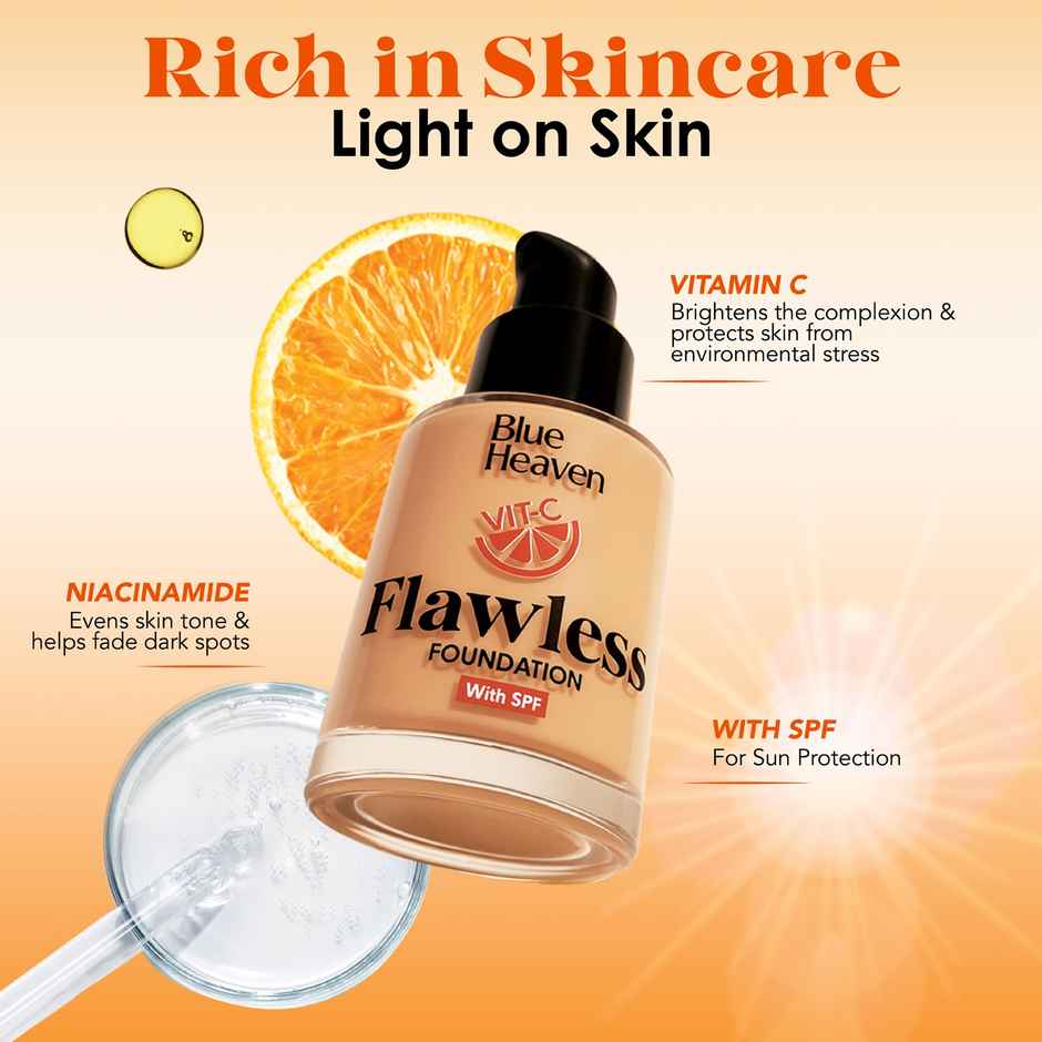 Blue Heaven Flawless Foundation with SPF | Vitamin C & Niacinamide | 02 Golden Natural