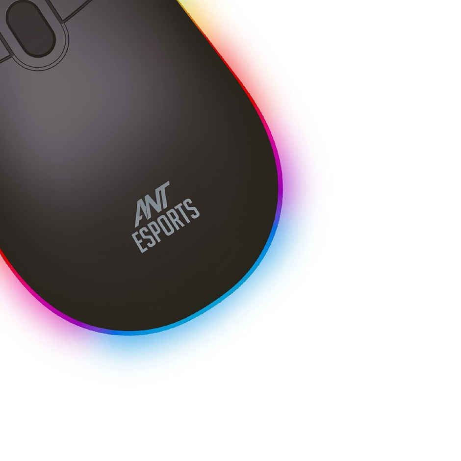 Ant Esports GM40 Wired Optical Gaming Mouse with RGB LED, Lightweight and Ergonomic Design, DPI Upto 2400, Compatible with Windows and Mac - Black