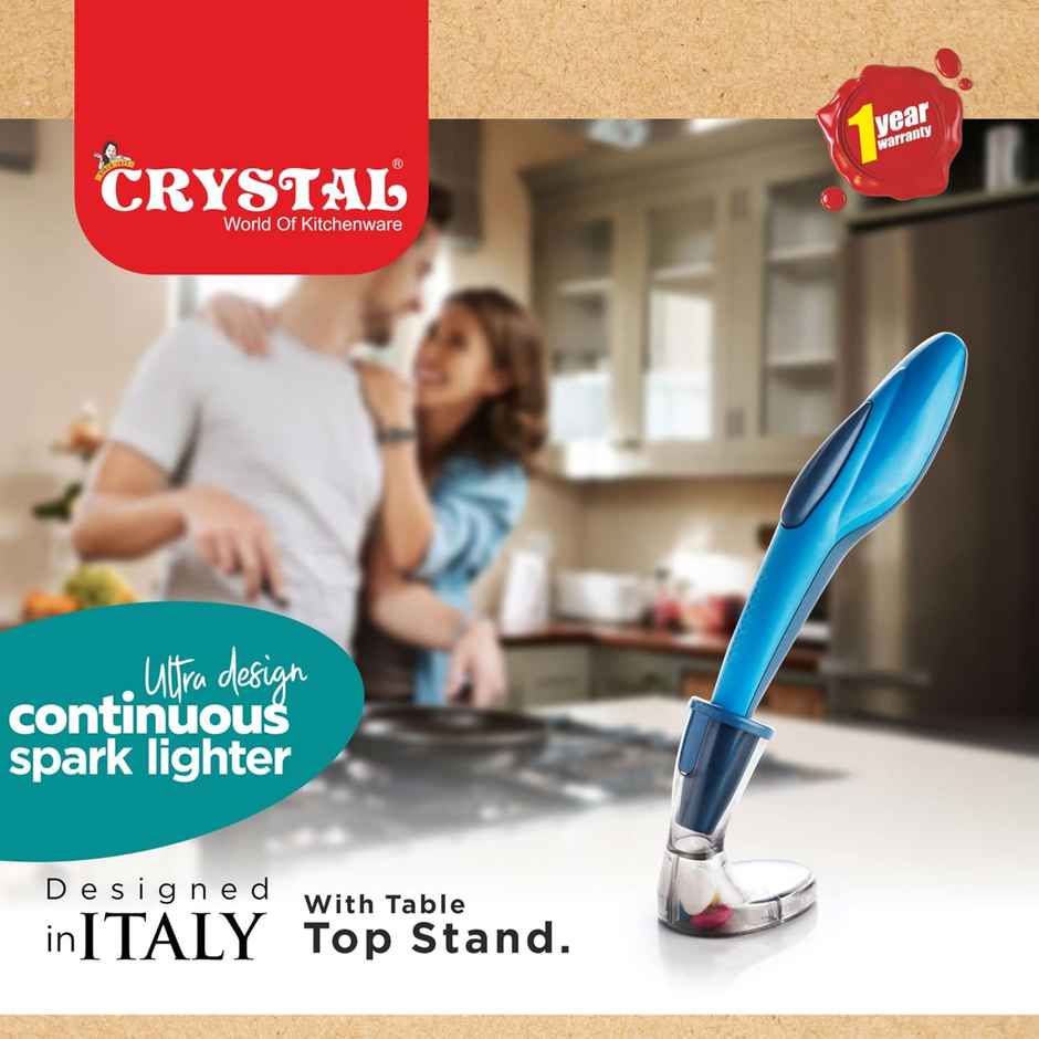 Crystal Extreme Battery Operated Gas Stove Lighter | 1 Click Continuous Spark | Blue
