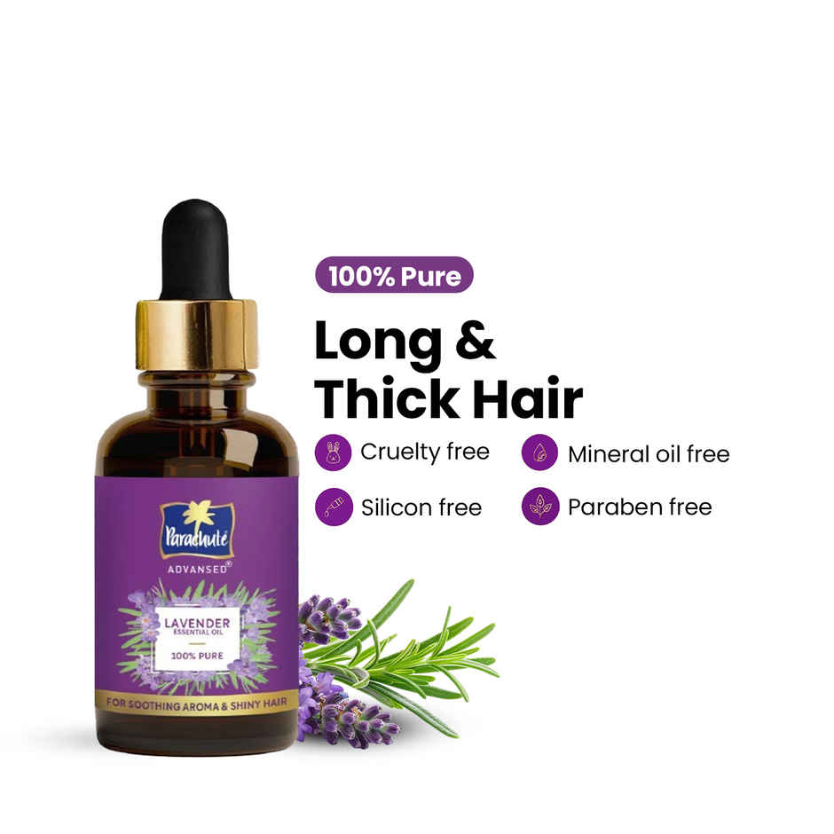 Parachute Advansed Lavender Essential Oil | 100% Pure | Long & Thick Hair | Soft & Shiny Hair