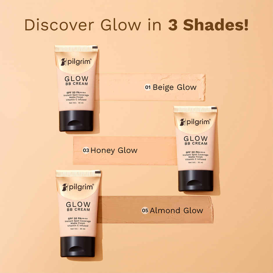 Pilgrim Glow 3-IN-1 BB Cream SPF 50 PA++++ Vitamin C Infused | Matte Finish | Beige Glow 05