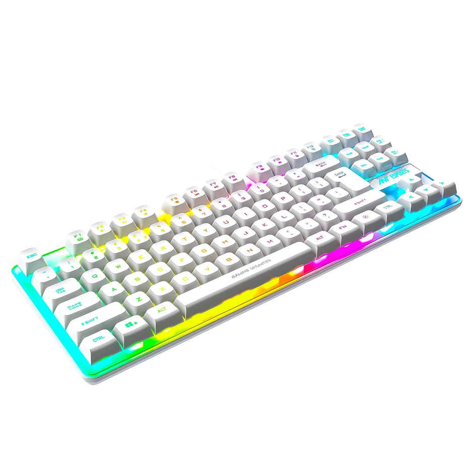 Ant Esports Mk700 V2 Membrane Tkl Wired,Waterproof Keyboard,Design And Work Mercury White