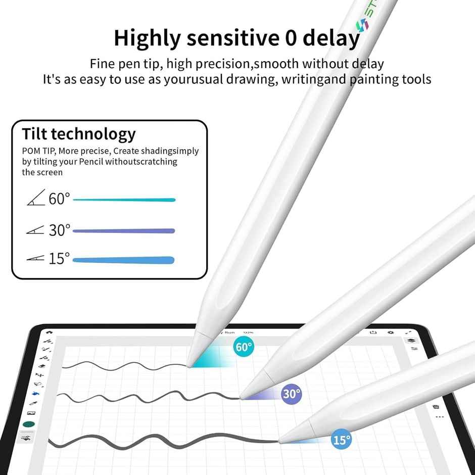 STRIFF iPad Pencil NO.1 Sales in US&EU,13 Mins Fast Charge Stylus Pen for iPad with Palm Rejection for 2018-2025 iPad Air 3/4/5/M2/M3, iPad mini 5/6, iPad 6/7/8/9/10/11, iPad Pro 11",12.9"&M4 - White