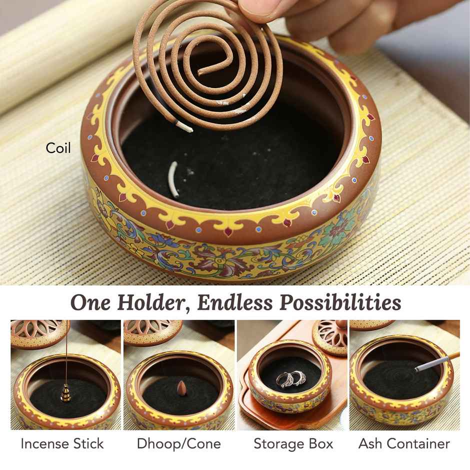 Ekhasa Ceramic Dhoop Dani Loban Burner Holder Stand For Home | Dhup Kapoor Dani For Puja
