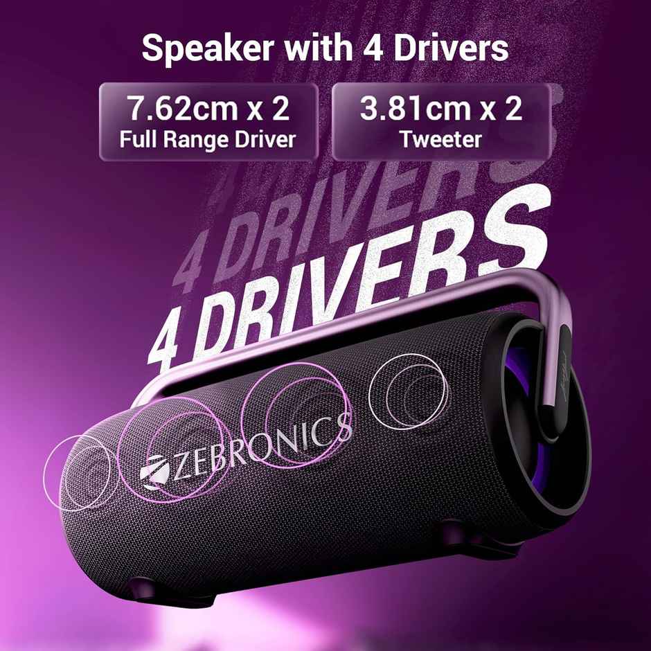 Zebronics Axon 100 Portable Party BT Speaker | 90W RMS | IPX5 | Upto 6 Hours | Rapid Charging