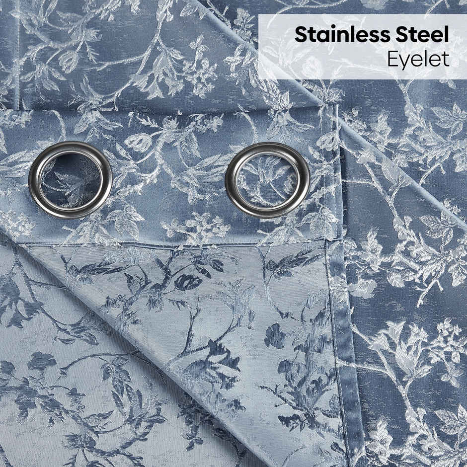 Haus & Kinder Polyester Jacquard Evening Grace Door Curtain | Blue