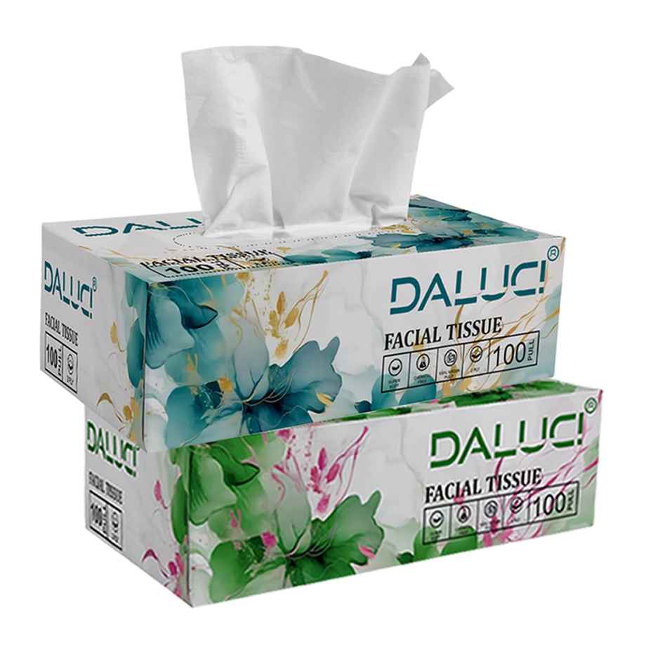 Daluci 2 Ply Facial Tissue Box - Car Tissue | 200 Pulls | 2 Boxes