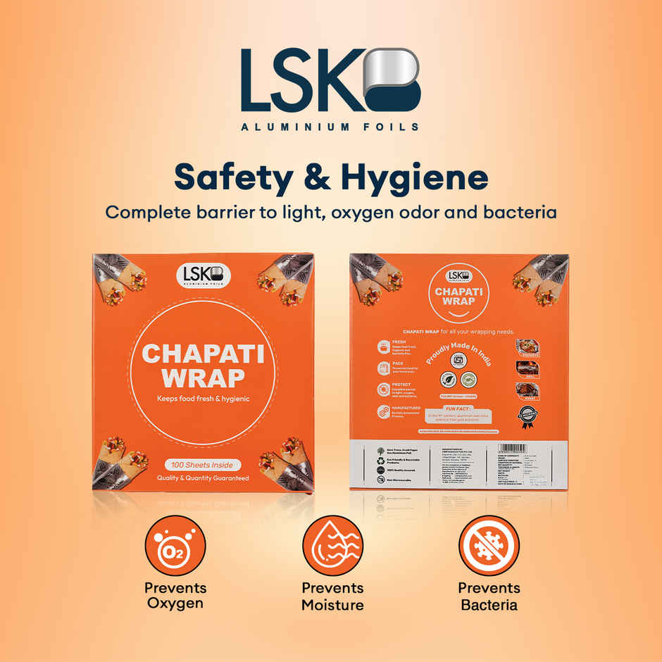 CHAPATI WRAP 100 Pre-Cut Aluminium Foil Sheets
