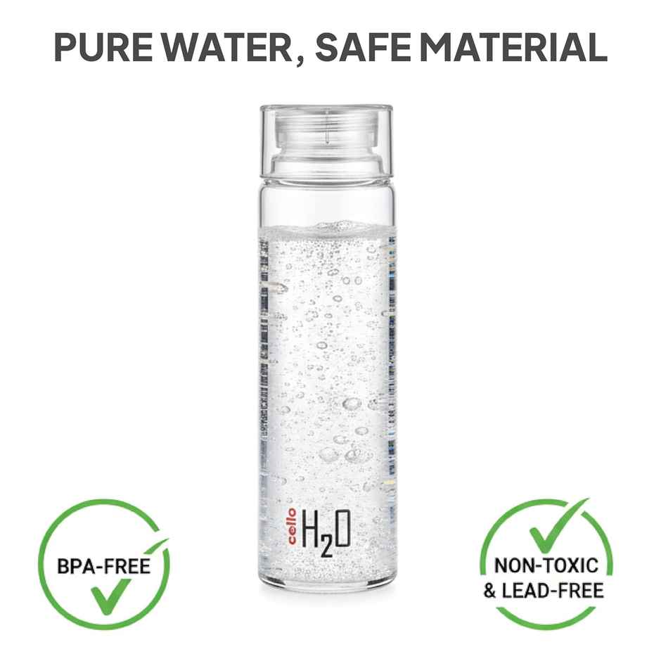Cello Glass H2O Fridge Water Bottle with Plastic Cap | Clear