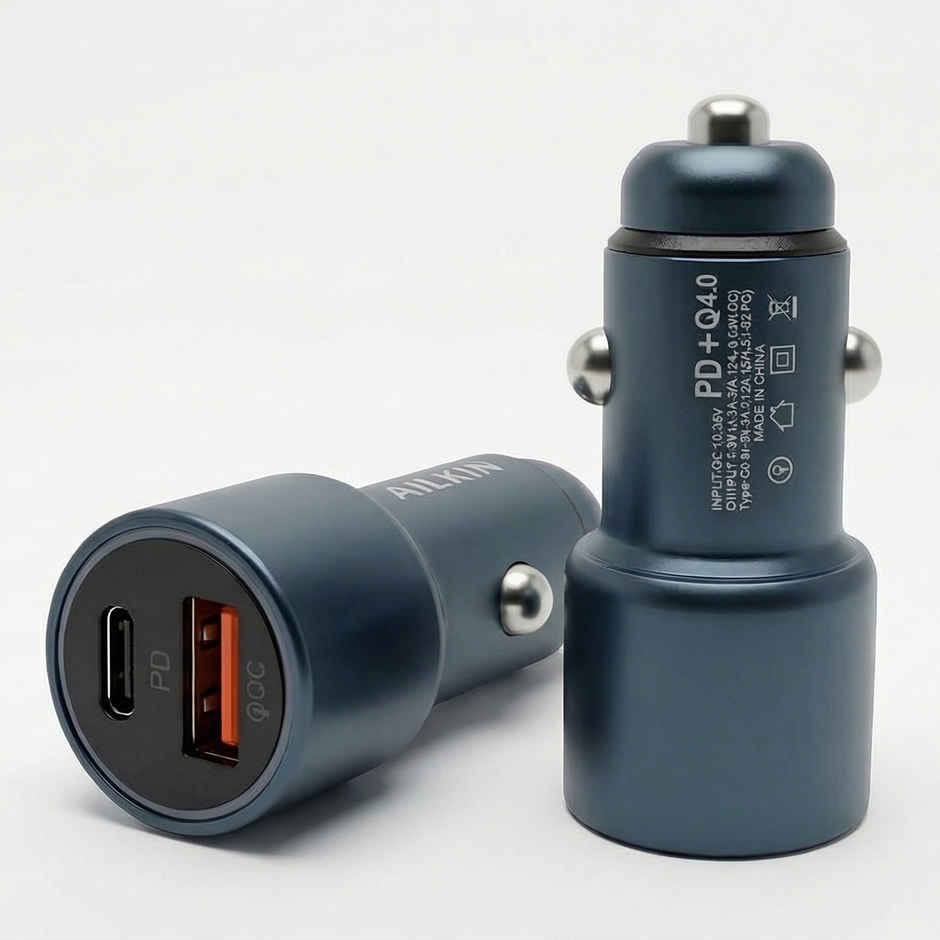 Ailkin 48W Dual Output Car Charger | Type C PD USB LED Indicator | For iPhone & Android