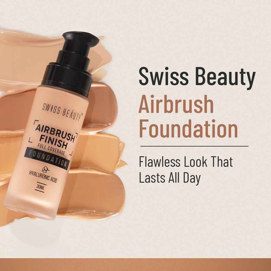 Swiss Beauty Airbrush Finish Full Coverage Foundation - Shell White