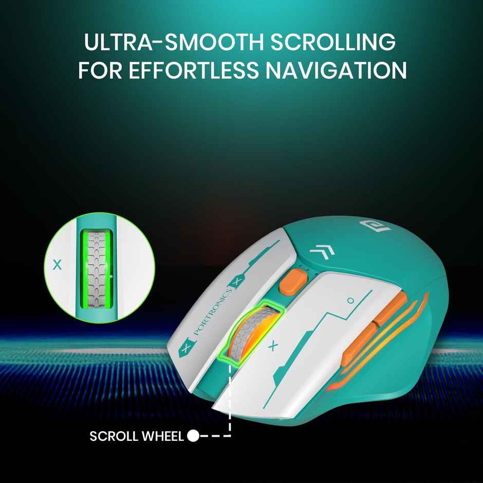 Portronics Vader Max Wireless Rechargeable Mouse, Bluetooth 5.3 & 2.4 GHz Dual Mode | Green