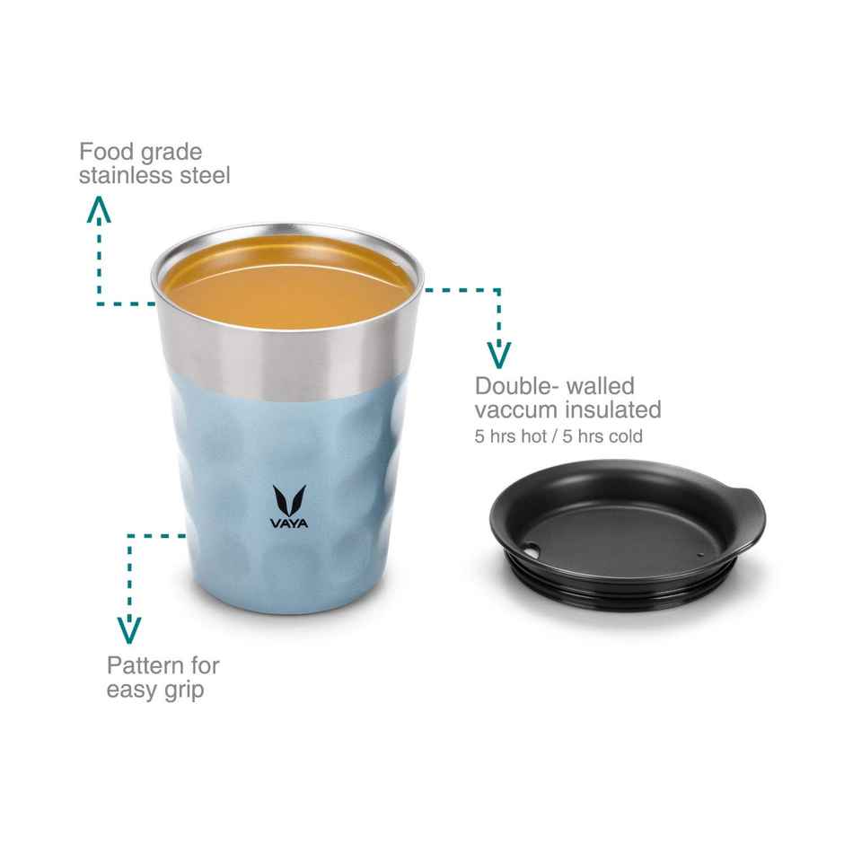 VAYA POPCUP Insulated Coffee Mug with Lid 250ml, Stainless Steel - Blue