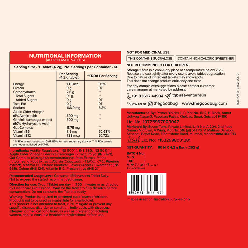 The Good Bug Apple Cider Vinegar Effervescent | For Weight Management & Digestive Support
