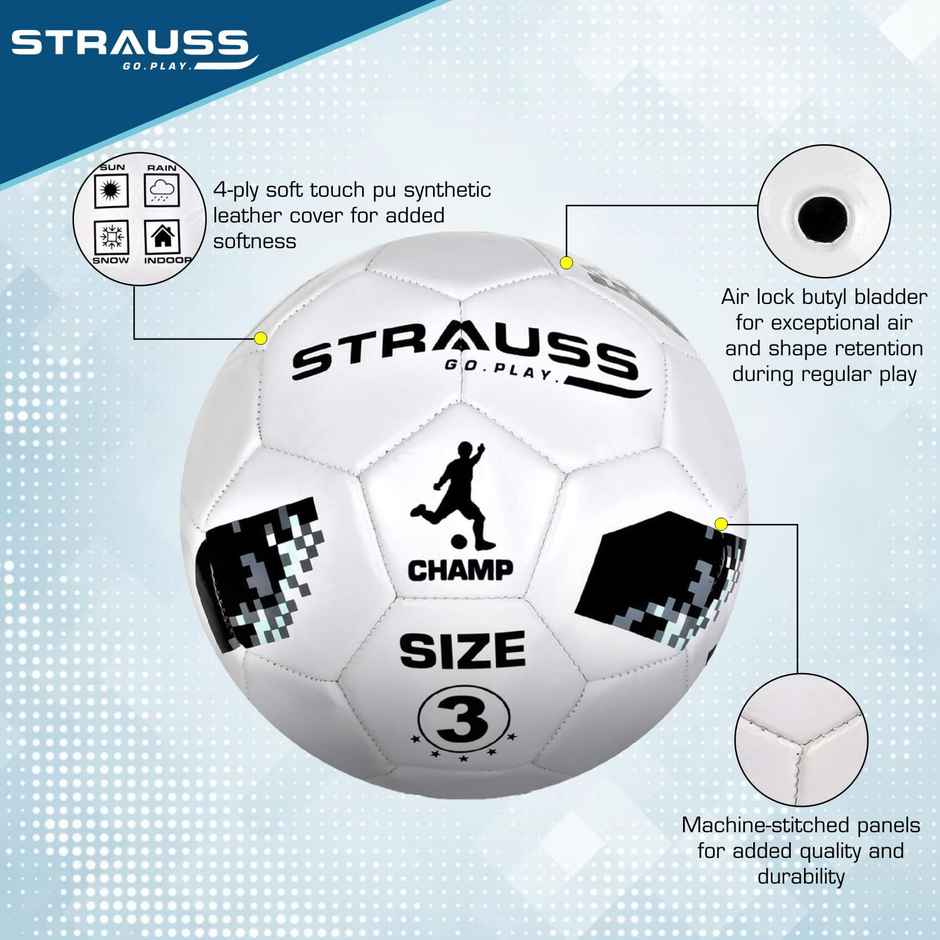 Strauss Champ Football, Size 3, White (for Kids)
