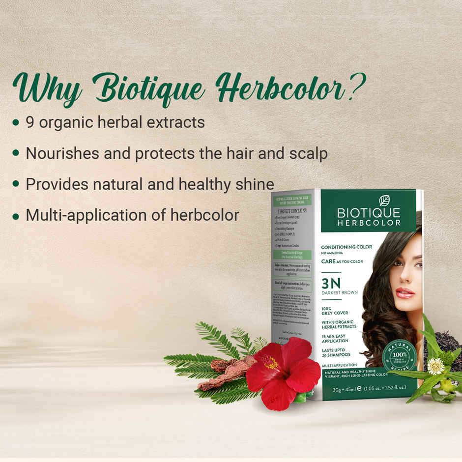 Biotique Herbcolor Darkest Brown | 3N | 30g + 45ml