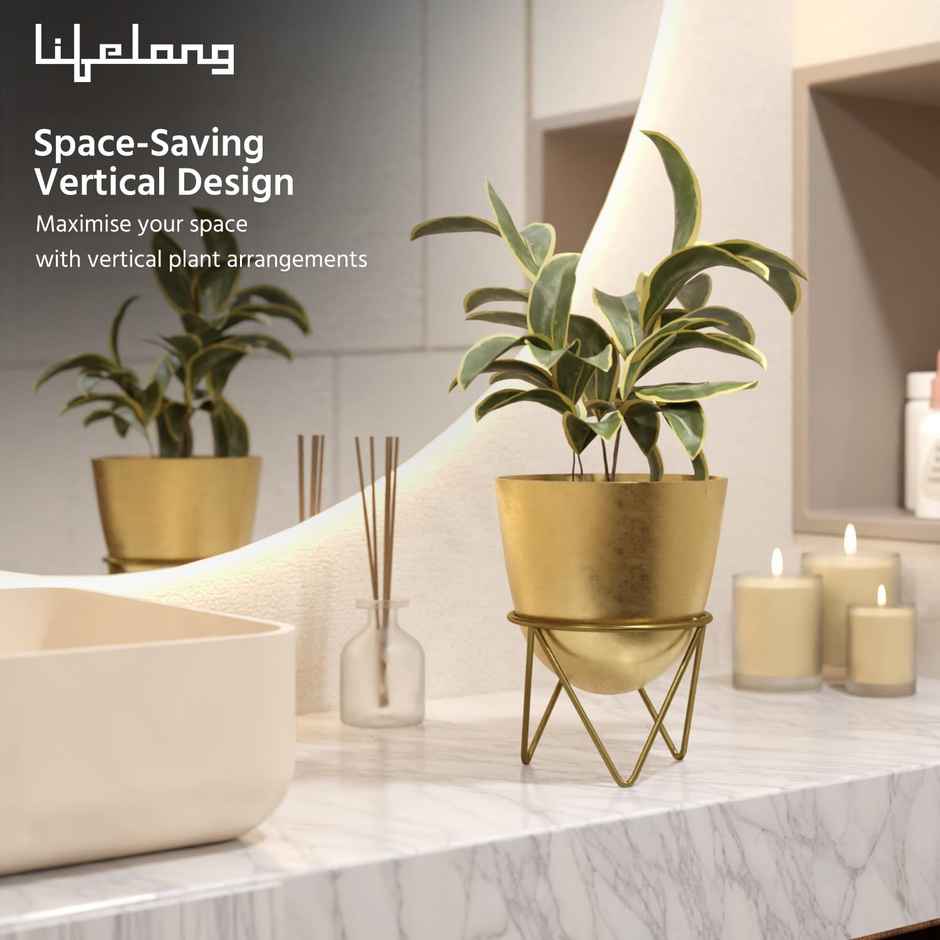 Lifelong Set of 2 Plant Stand for Balcony & Living Room Capacity 10Kg- Anti-Rust Pot Stand