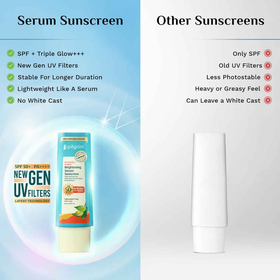 Pilgrim 5% Vitamin C Complex Brightening Serum Sunscreen SPF 50+ PA++++ with Niacinamide