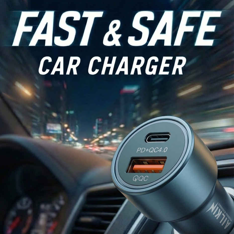 Ailkin 48W Dual Output Car Charger | Type C PD USB LED Indicator | For iPhone & Android