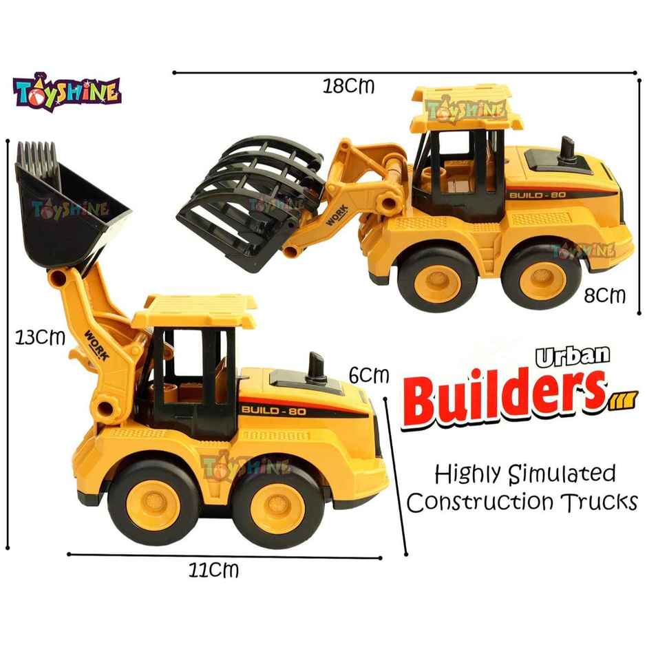 Toyshine Pack Of 4 Abs Plastic Construction Vehicle Automobile Car Toy Set, Friction Powered