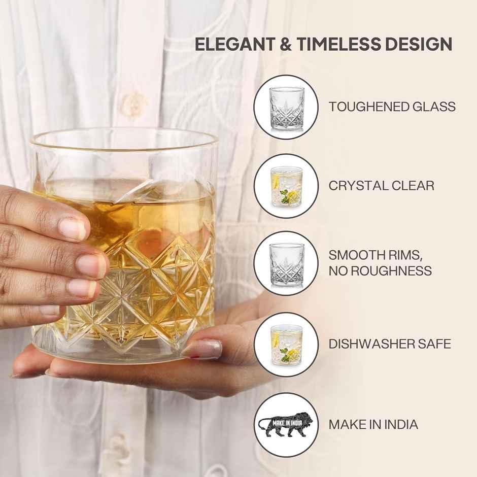 Cello Classix Glass Tumblers | Durable, Stylish, Perfect For Daily Use | Clear - 215 ml