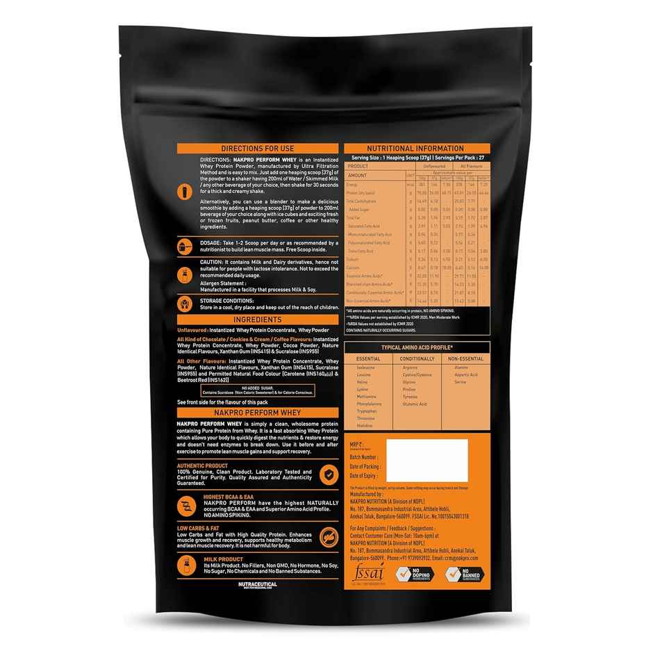 Nakpro Perform Whey Protein Concentrate Cookies & Cream 24G Protein 5.3G Bcaa