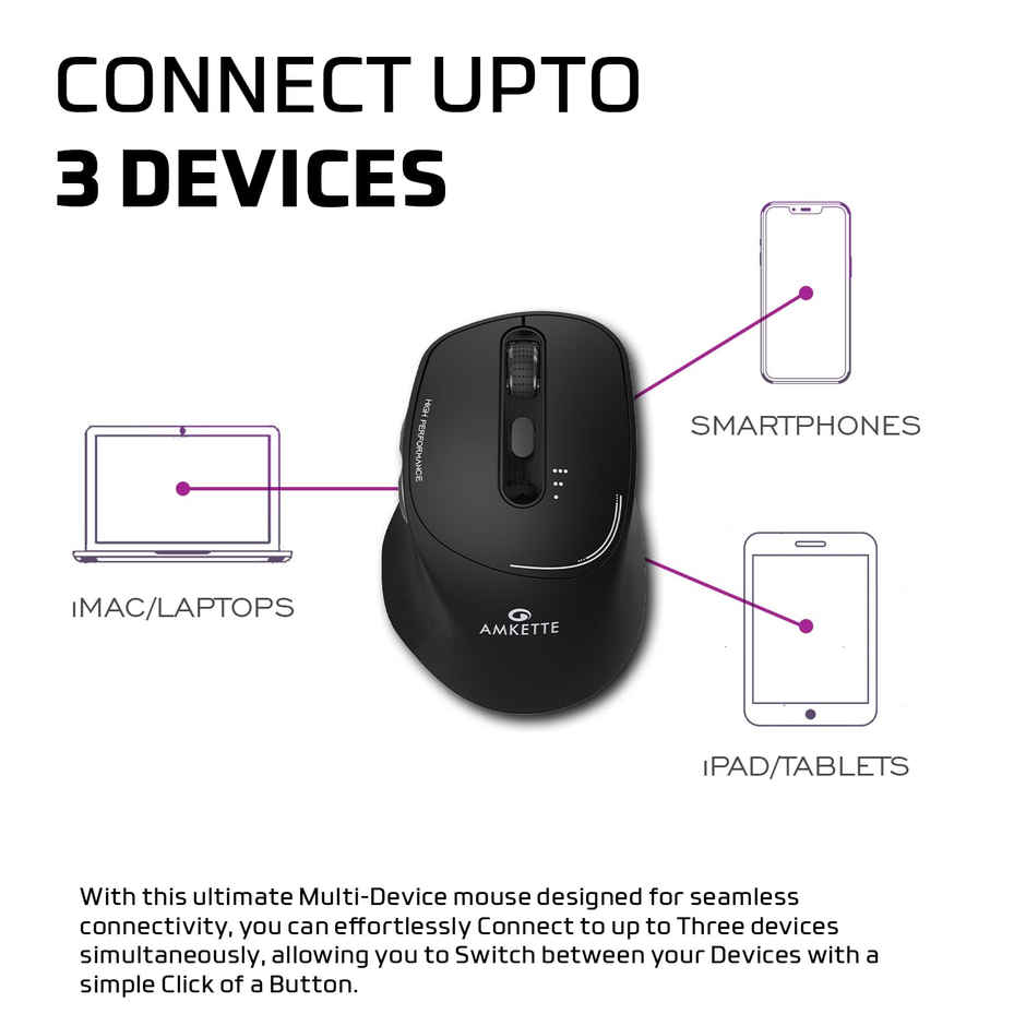 Amkette Hush Pro Epic Rechargeable Bluetooth Mouse - Black