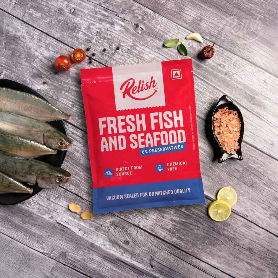 Relish Chicken Curry Cut Without Skin(500gms), Relish Mackerel / Bangda Whole And Cleaned(450gms) & Relish Roopchand / Rupchanda Steaks(540gms) Combo 