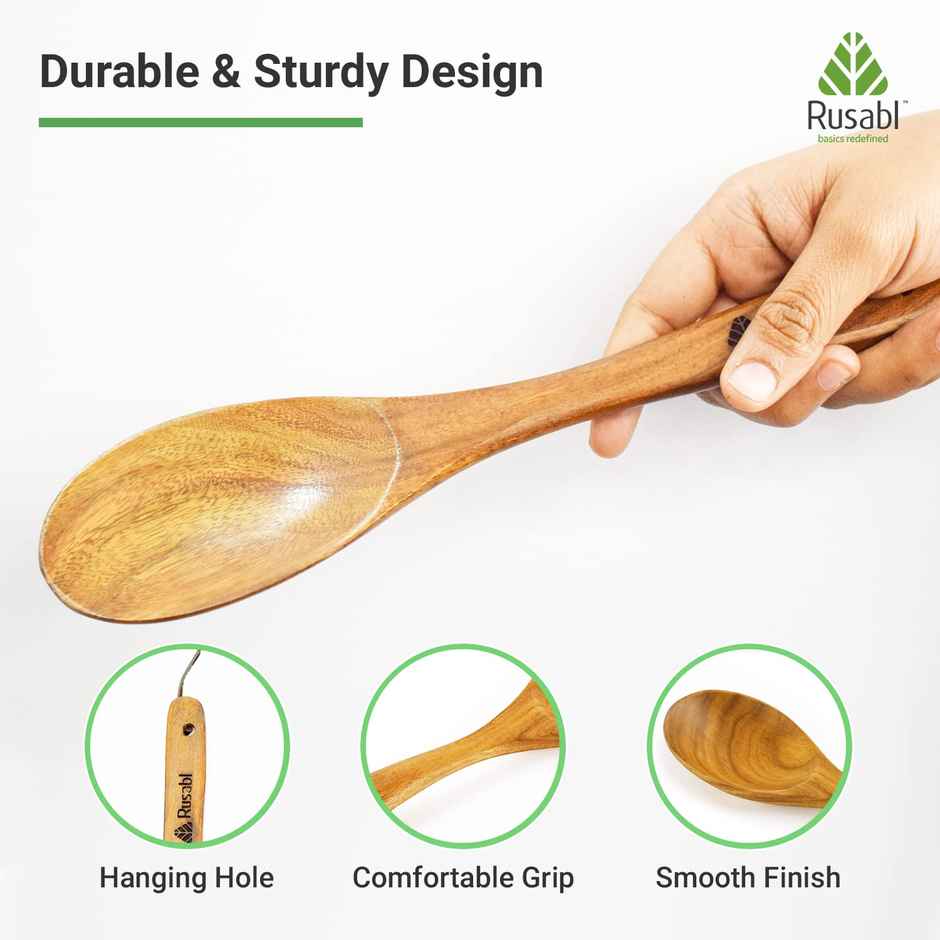 Rusabl Pure Sheesham Wooden Spatulas for Cooking & Baking, Non-Stick, Heat Resistant