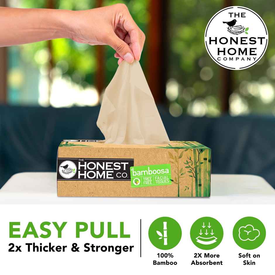 The Honest Home Company Bamboosa Facial Tissue | 2 ply | 100 Pulls | Brown