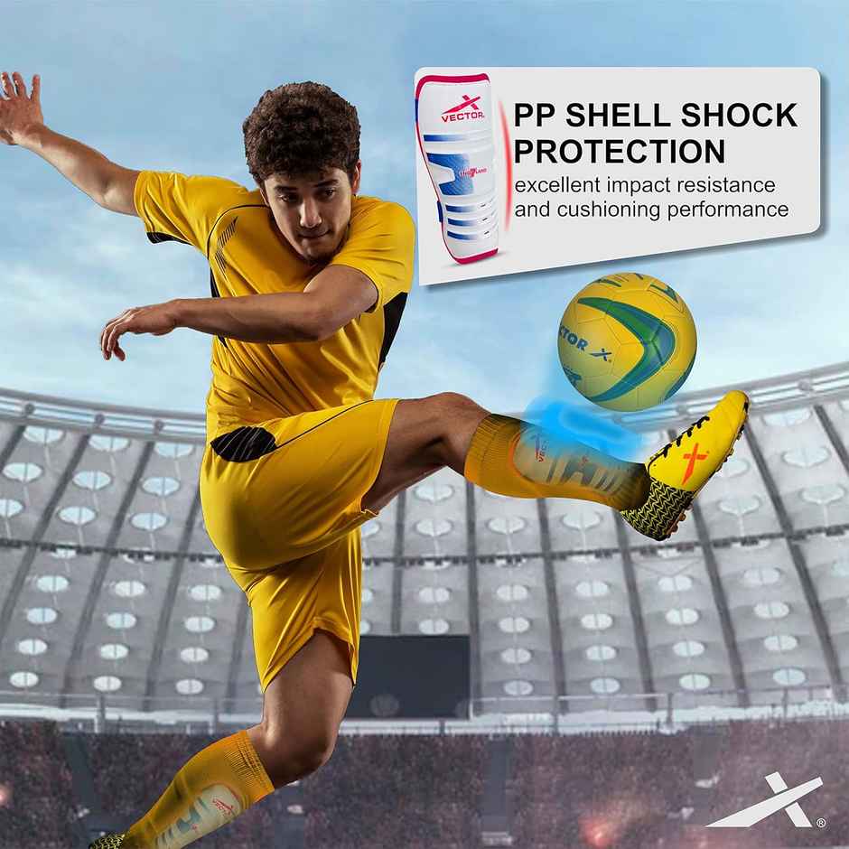 Vector X England Football Shin Guard With Adjustable Velcro Strap | L, England