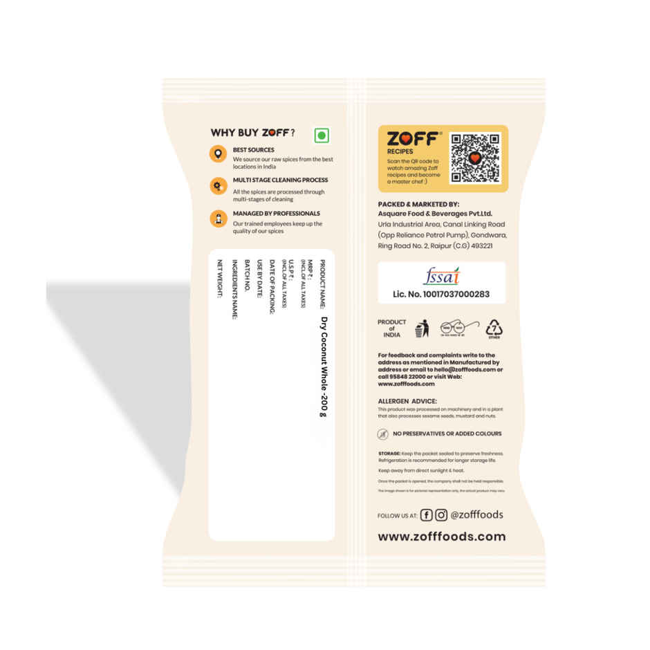 ZOFF Dry Coconut Whole - Sukha Nariyal