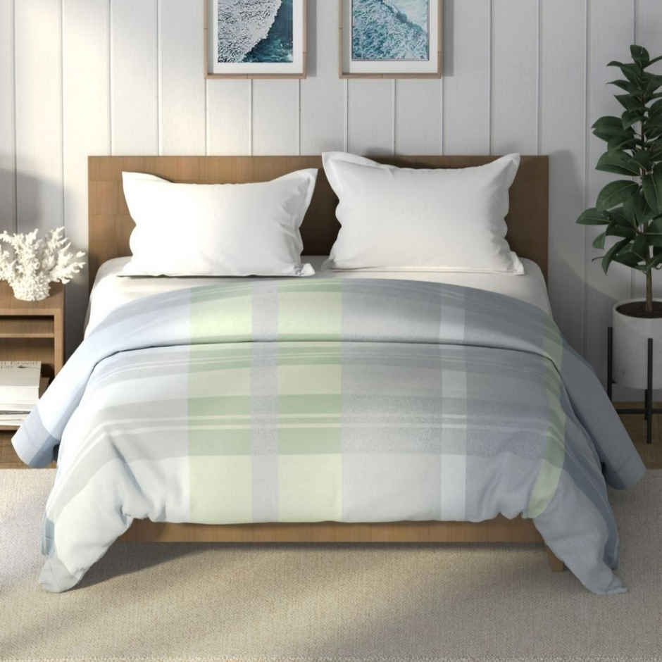 Nautica Super Soft Cotton Fabric Comforter for All Weather | Double Size | Geometric | Grey, Green
