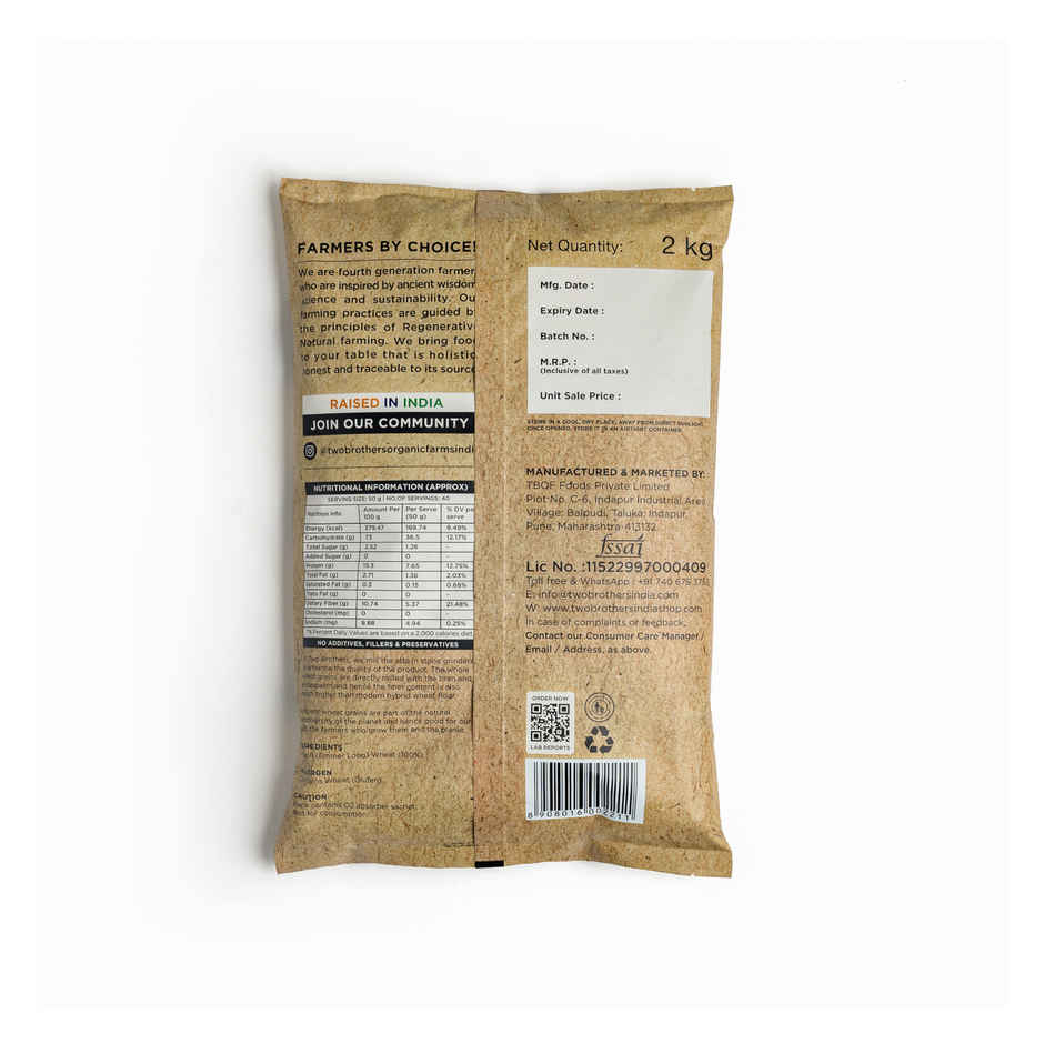 Two Brothers Khapli | Emmer Long Wheat Atta Stoneground