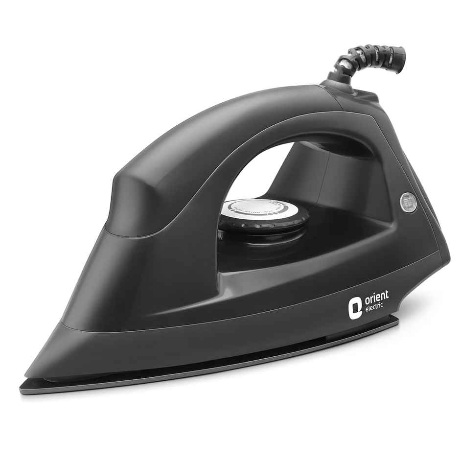 Orient Electric DIFG10GP Fabriglide 1000 W Dry Iron | German-made Weilburger coating on the soleplate| Silver Layered Thermostat for Better Heat Conductivity - Black & Grey