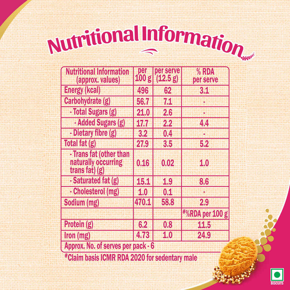 Super Millets Ragi & Jowar Cookies By Sunfeast Farmlite