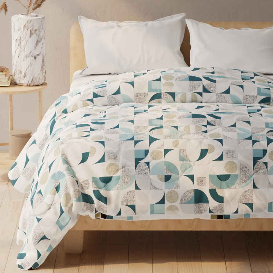 Kopa Super Soft Microfiber Double Comforter for All Weather | Double Size- Geometric | Blue, White