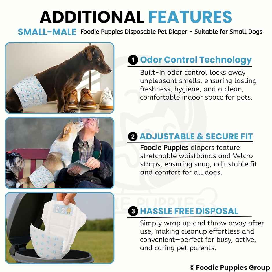 Foodie Puppies Male Dog Disposable Diapers | Small