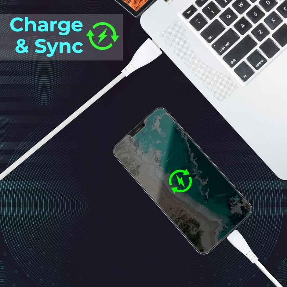 Zebronics MU240 USB - Micro USB Cable, 18 Watts, Rapid Charging, Charge & Sync, 1M - White(Not a type C cable)