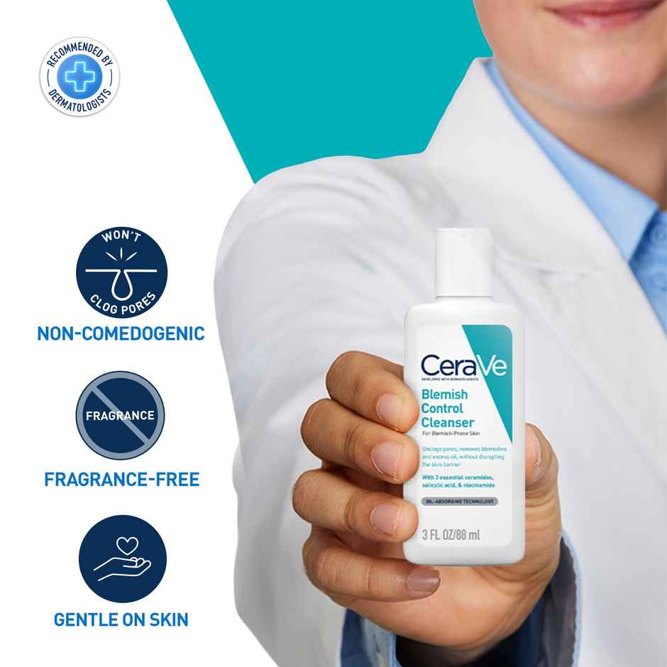 CeraVe Blemish Control Cleanser Face Wash With 2% Salicylic Acid & Niacinamide For Acne-Prone Skin
