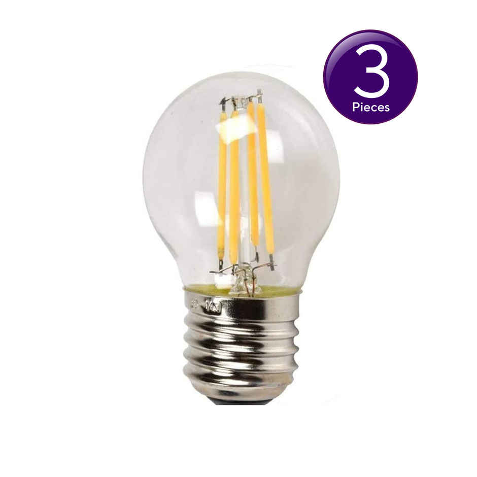 Desidiya Tungsten Filament G45 4W Led Bulb (Warm White) | E27 Base Holder Combo 