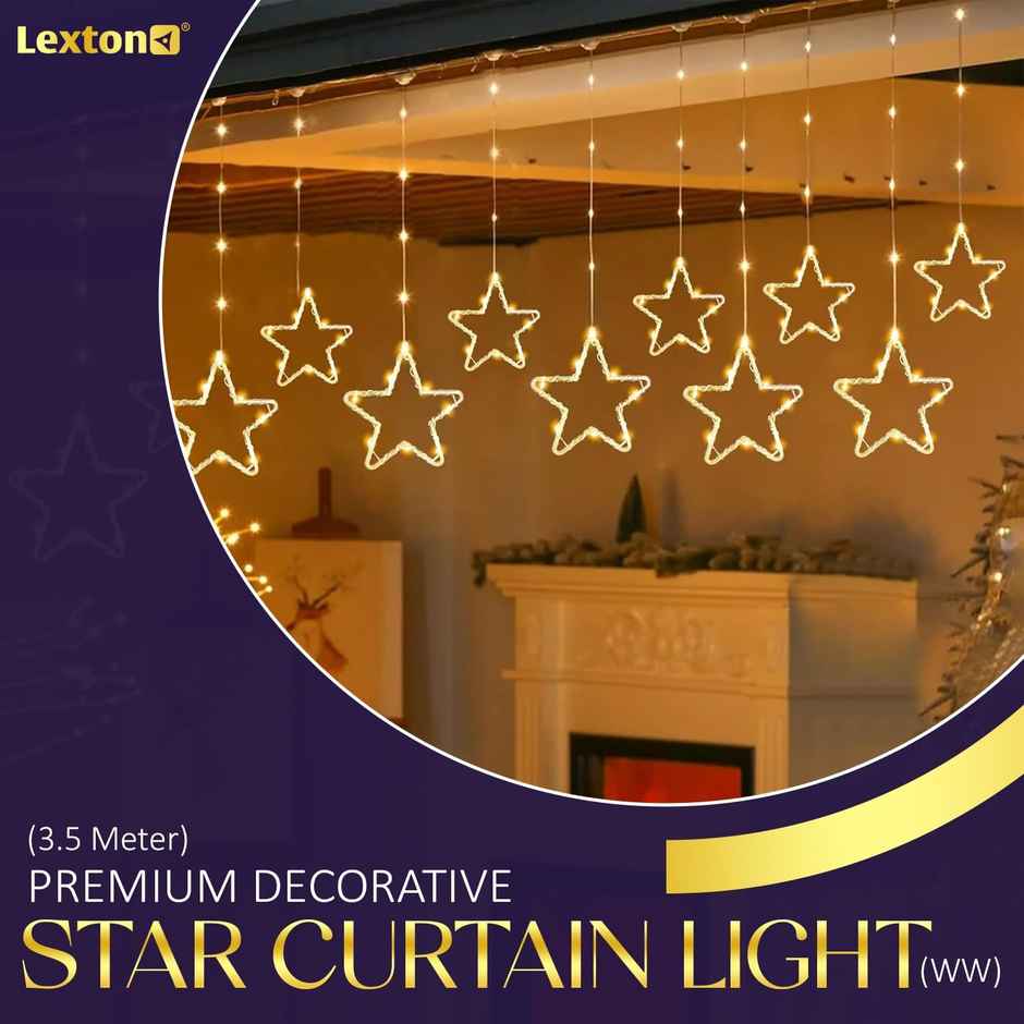 Lexton Premium Decorative Star Curtain SMD LED Light Star Curtain Light 3.5mt Pack of 1 WarmWhite