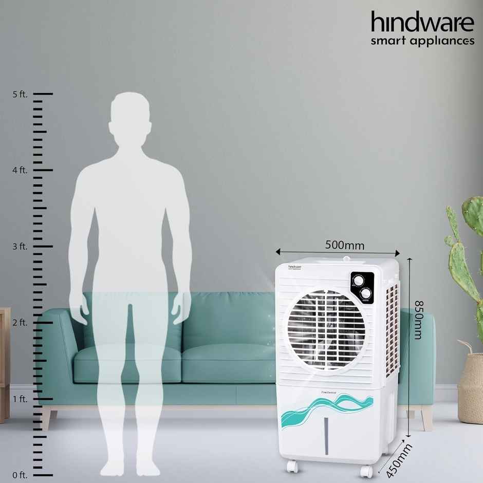 Hindware Smart Appliances | Frostwave 38l Personal Air Cooler | 12 Inc. Fan Blade | White & Grey