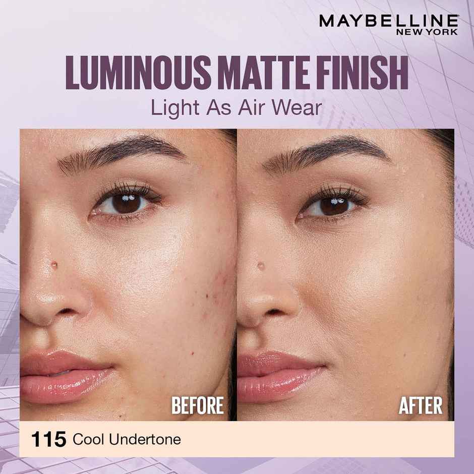Maybelline Super Stay Lumi Matte Foundation 30H Longwear Light As Air, 115