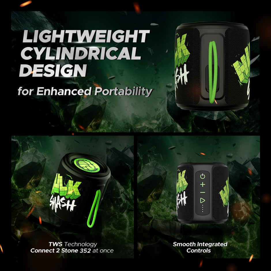 boAt Stone 350 Bluetooth Speaker w/ 10W RMS Stereo Sound & IPX7 Water Resistance (Green Fury)