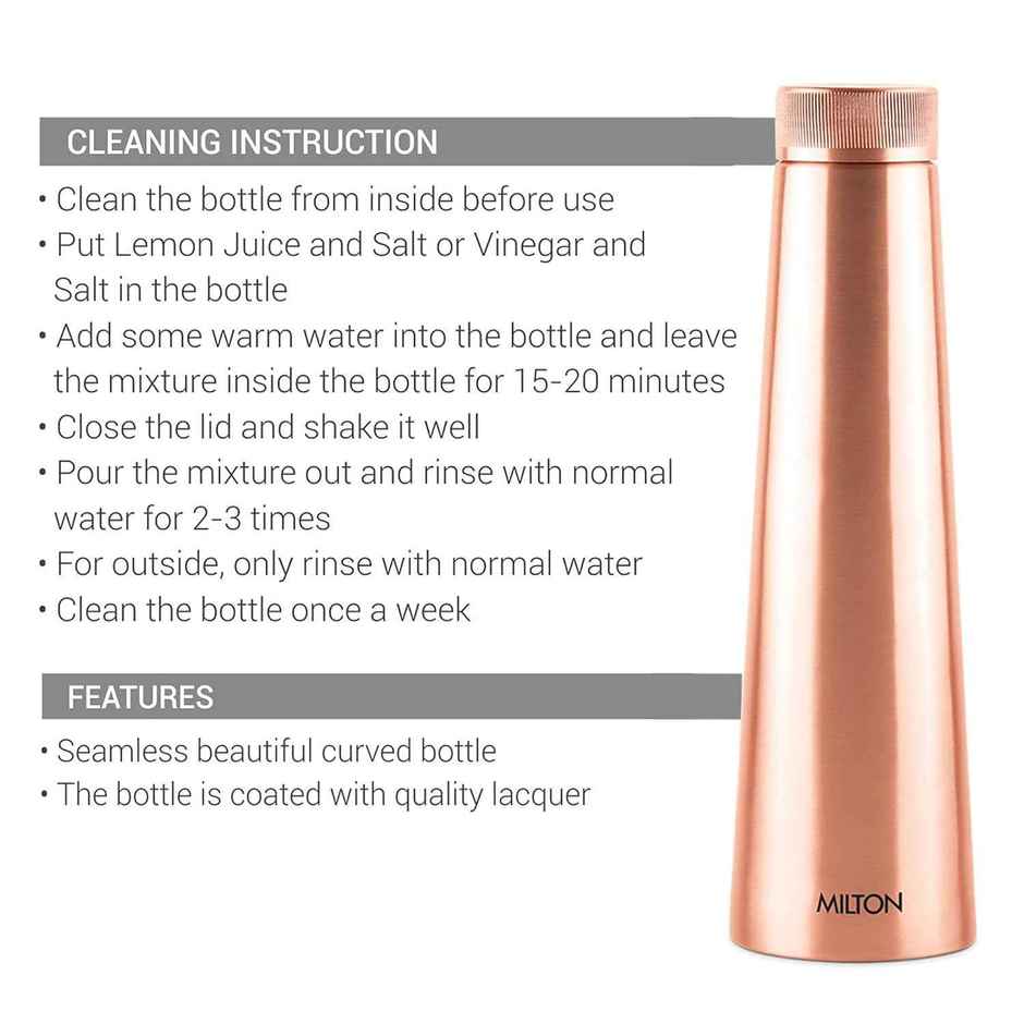 Milton Copper Delight 1000 Bottle | 915 ml | Lacquer Coating | Curved Bottle | 100% Pure Copper