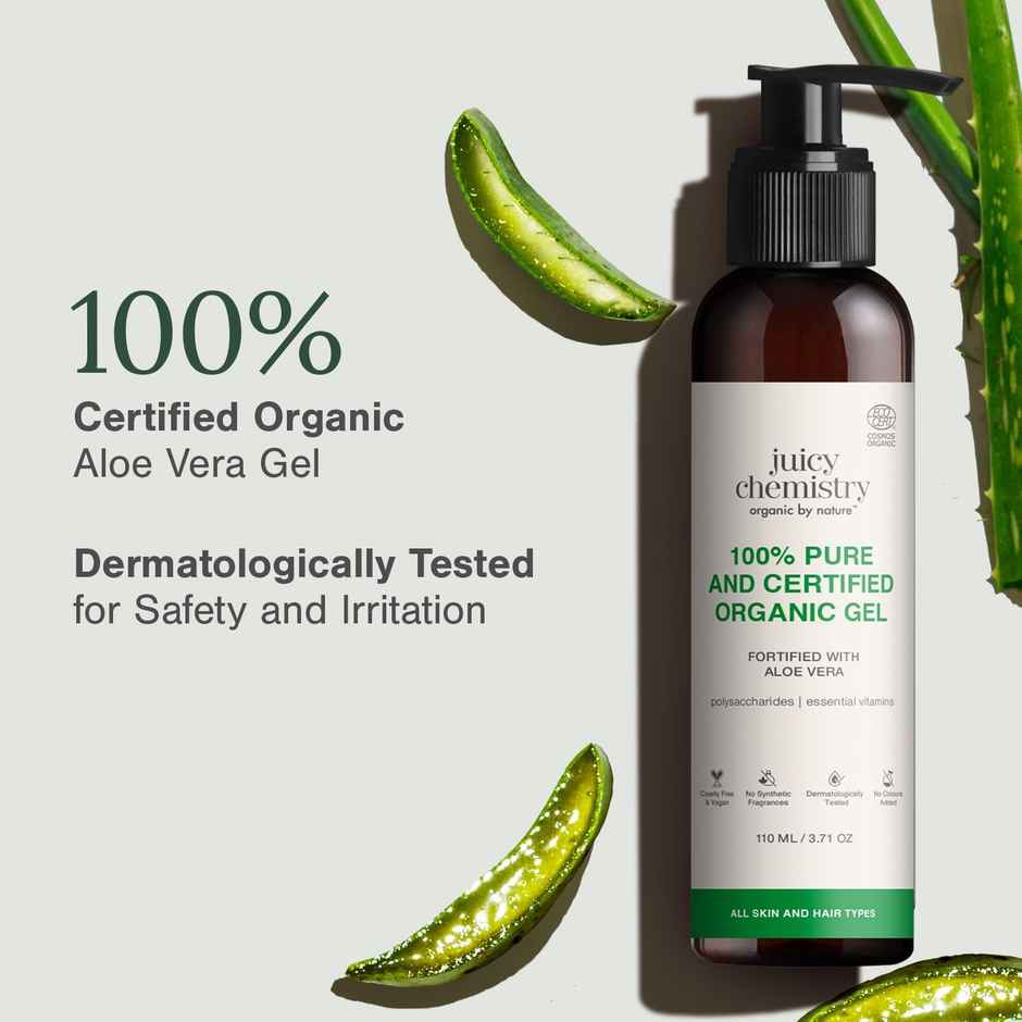 Juicy Chemistry Organic Aloe Vera Gel | Multipurpose Gel for Face | Hair & Body